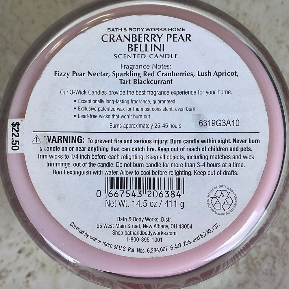 Bath & Body Works | Cranberry Pear Bellini 3-Wick Candle - Picture 3 of 6